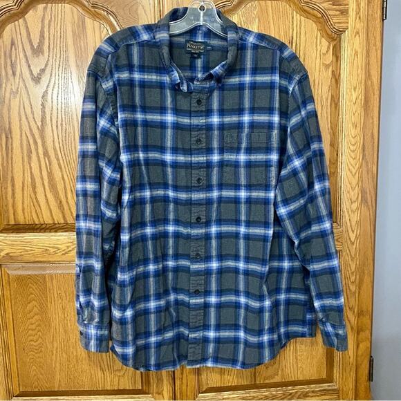 Pendleton Mens XXL Mason Flannel Button Down Gray Blue 100% Cotton Outdoors - Picture 1 of 16